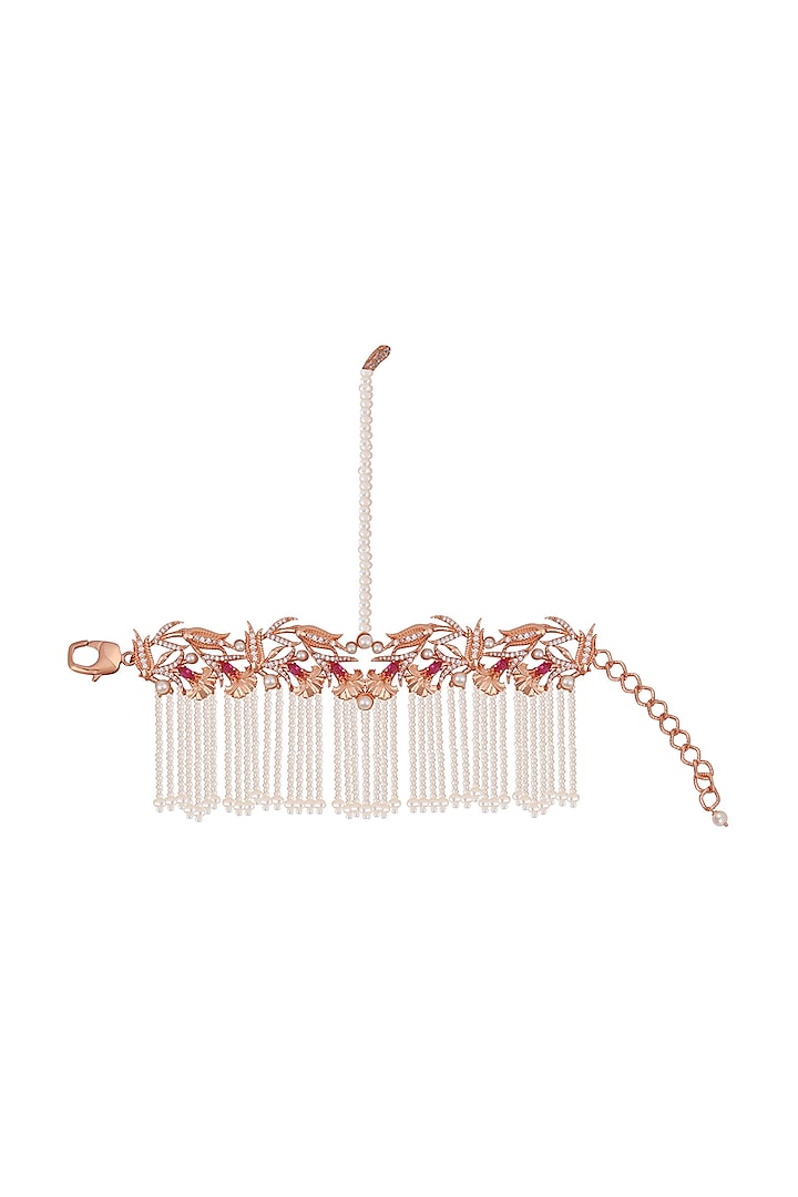 Rose Gold Plated Swarovski Crystal & Pearls Hand Harness by Opalina