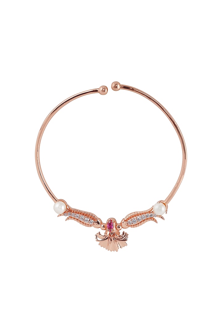 Rose Gold Plated Swarovski Crystal Engraved Nath by Opalina