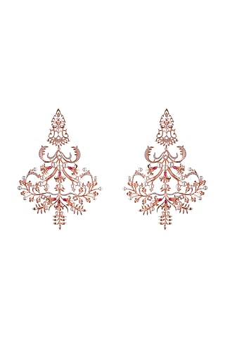 Rose Gold Plated Pearls Dangler Earrings by Opalina