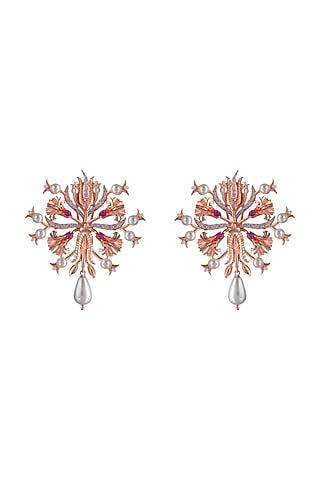Rose Gold Plated Swarovski Crystal Handcrafted Stud Earrings by Opalina