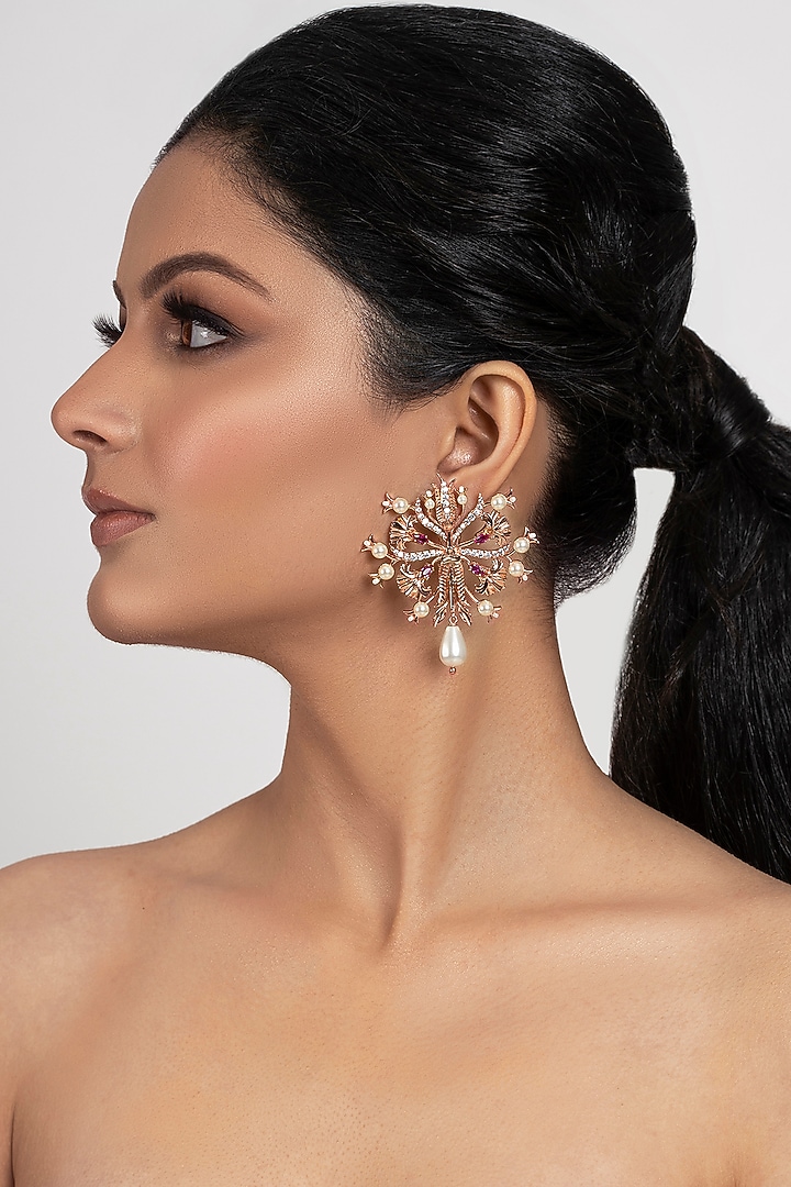 Rose Gold Plated Swarovski Crystal Handcrafted Stud Earrings by Opalina at Pernia's Pop Up Shop