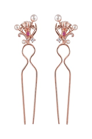 Rose Gold Plated Swarovski Crystal Hair Pin by Opalina