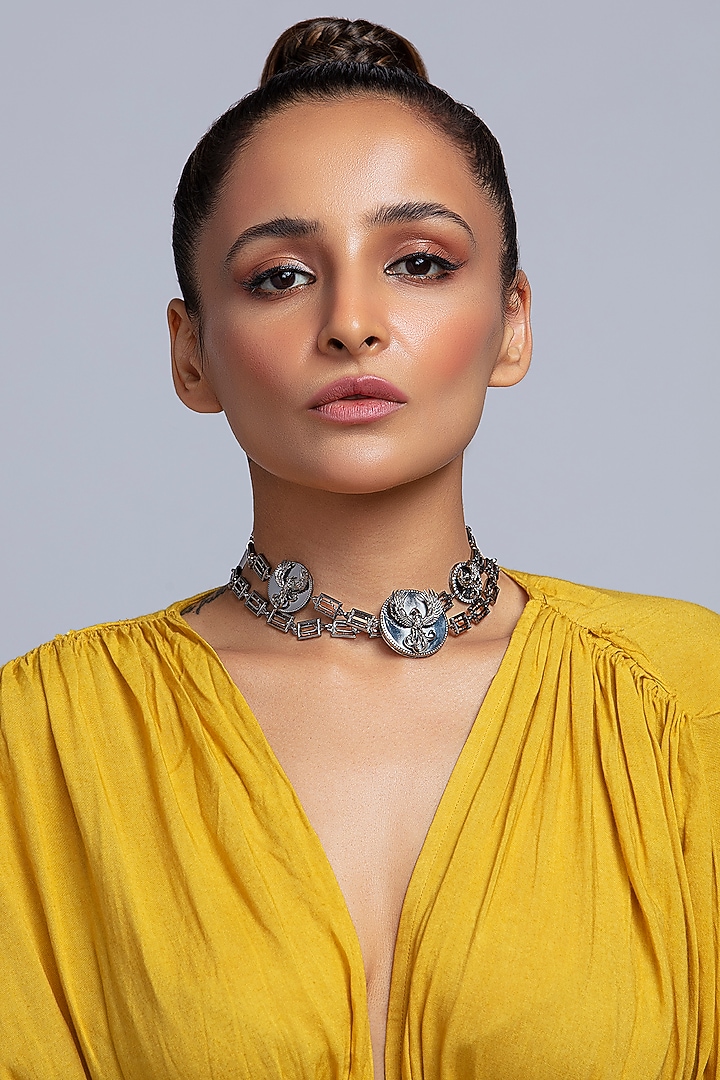 Gunmetal Finish Swarovski Crystals Choker Necklace by Opalina at Pernia's Pop Up Shop