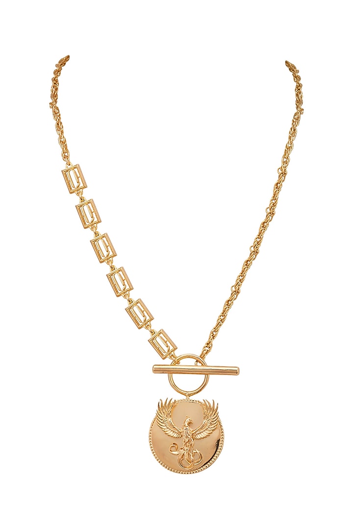 Gold Finish Phoenix Motif Pendant Necklace by Opalina at Pernia's Pop Up Shop