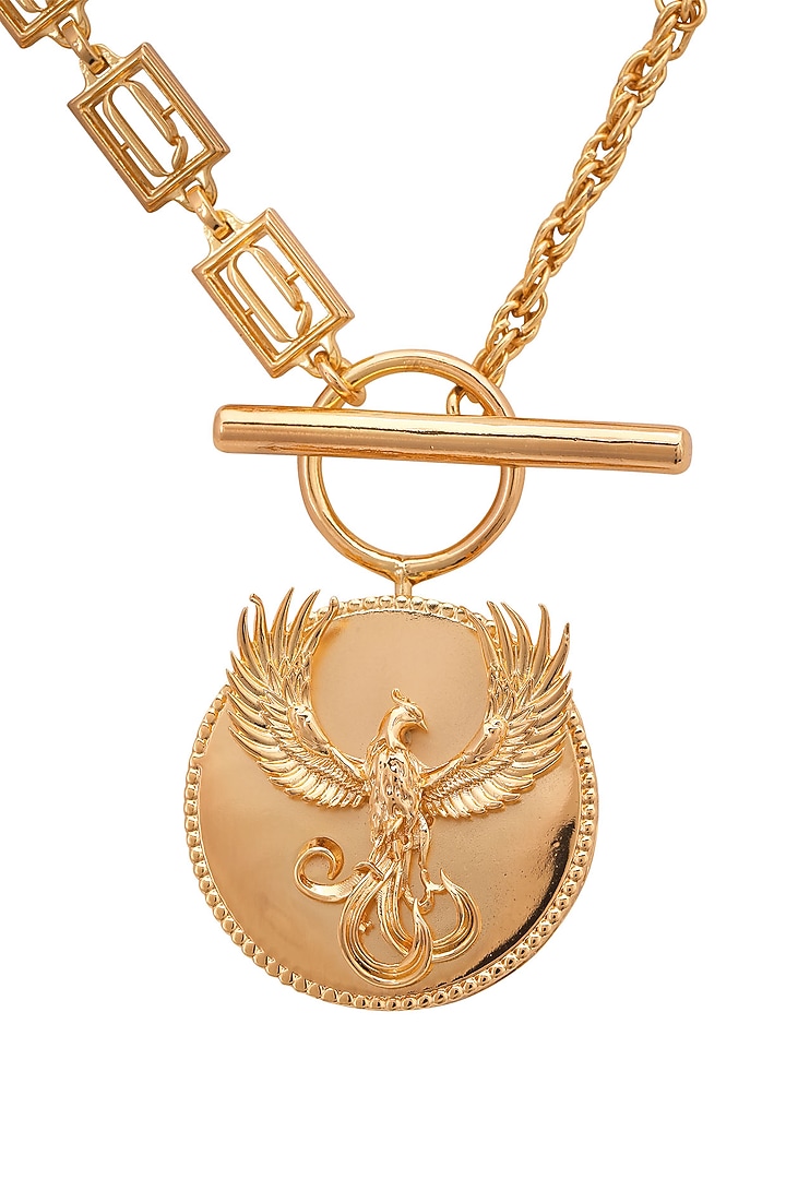 Gold Finish Phoenix Motif Pendant Necklace by Opalina at Pernia's Pop Up Shop