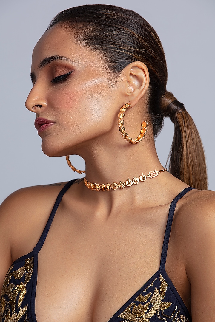 Gold Finish Phoenix & Leaf Motifs Choker Necklace by Opalina at Pernia's Pop Up Shop