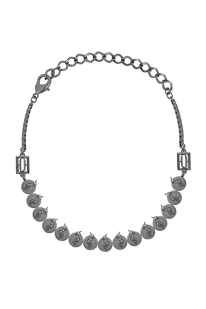 Gunmetal Finish Phoenix & Leaf Motifs Choker Necklace by Opalina at Pernia's Pop Up Shop