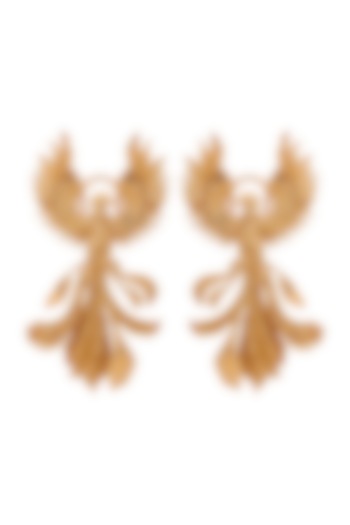 Gold Finish Brass Dangler Earrings by Opalina