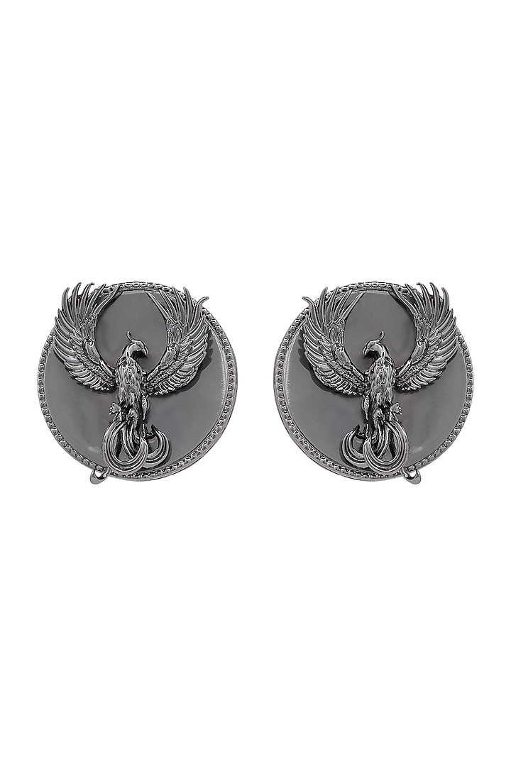 Gunmetal Finish Phoenix Motif Stud Earrings by Opalina at Pernia's Pop Up Shop