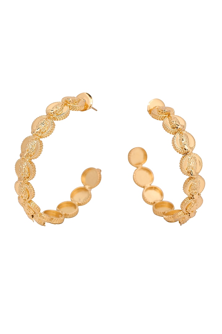 Gold Finish Phoenix Coins Hoop Earrings by Opalina at Pernia's Pop Up Shop