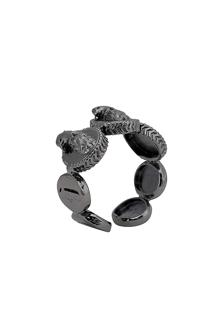 Gunmetal Finish Phoenix Coins Ring by Opalina at Pernia's Pop Up Shop