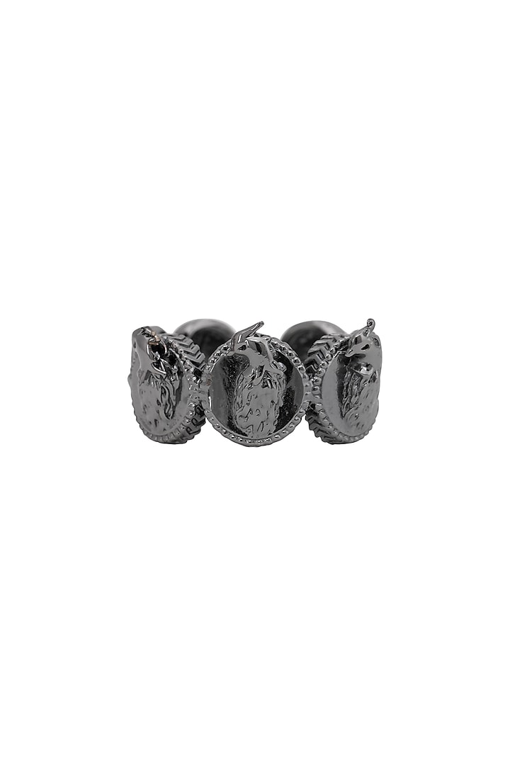 Gunmetal Finish Phoenix Coins Ring by Opalina at Pernia's Pop Up Shop