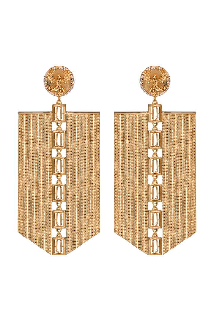 Gold Finish Phoenix Coin & Leaf Motif Dangle Earrings by Opalina at Pernia's Pop Up Shop