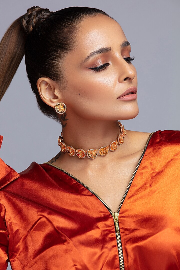 Gold Finish Swarovski Crystal Choker Necklace by Opalina at Pernia's Pop Up Shop