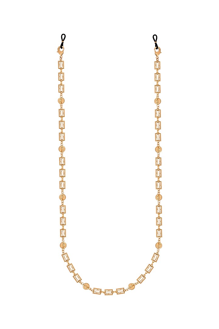 Gold Finish Long Necklace In Brass by Opalina at Pernia's Pop Up Shop
