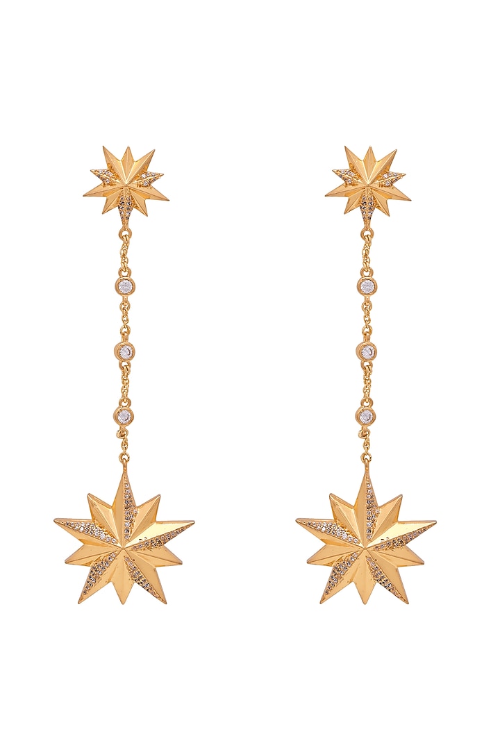 Gold Finish Starburst Dangler Earrings by Opalina at Pernia's Pop Up Shop