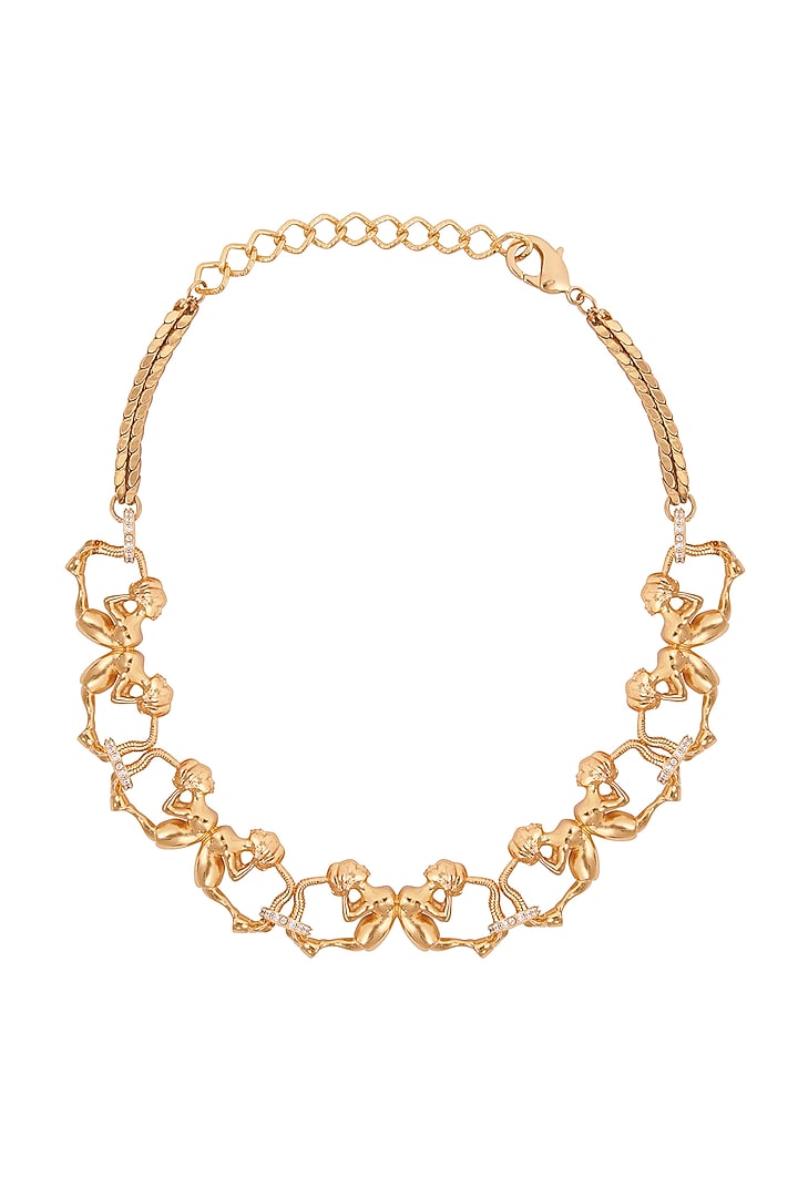 Gold Finish 3D Figurine Links Necklace by Opalina at Pernia's Pop Up Shop