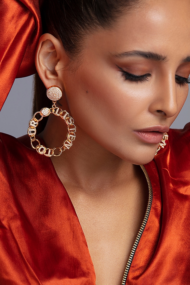 Gold Finish Zircons & Crystal Earrings by Opalina at Pernia's Pop Up Shop