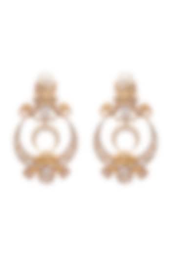 Gold Finish Swarovski Chandbali Earrings by Opalina