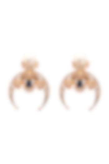 Rose Gold Plated Swarovski & Sapphire Dangler Earrings by Opalina