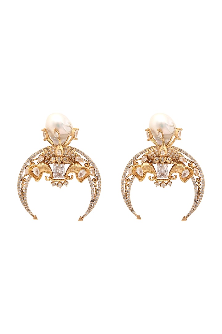 Gold Plated Swarovski Dangler Earrings by Opalina