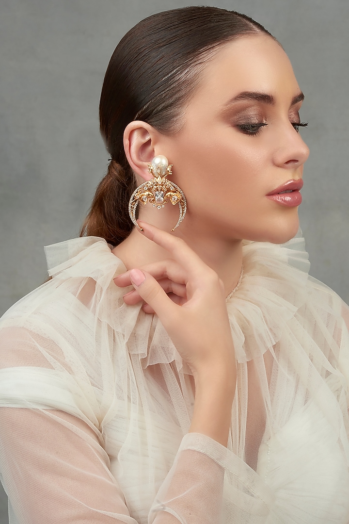 Gold Plated Swarovski Dangler Earrings by Opalina at Pernia's Pop Up Shop