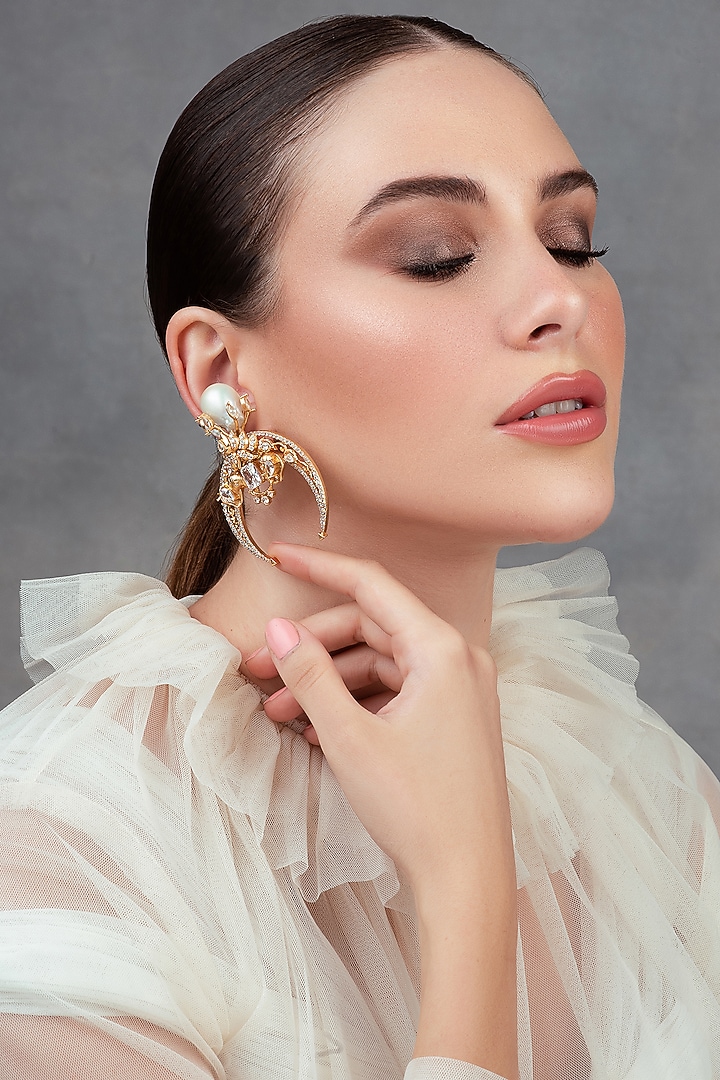 Gold Plated Swarovski Dangler Earrings by Opalina at Pernia's Pop Up Shop