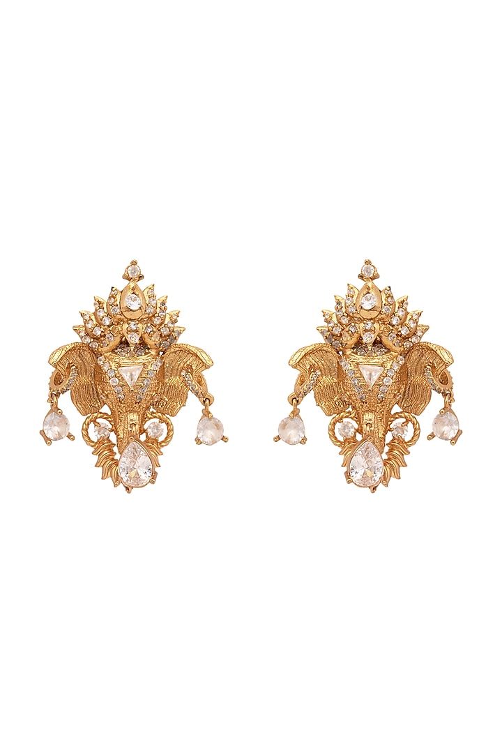 Gold Plated Swarovski Stud Earrings by Opalina