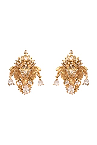 Gold Plated Swarovski Stud Earrings by Opalina
