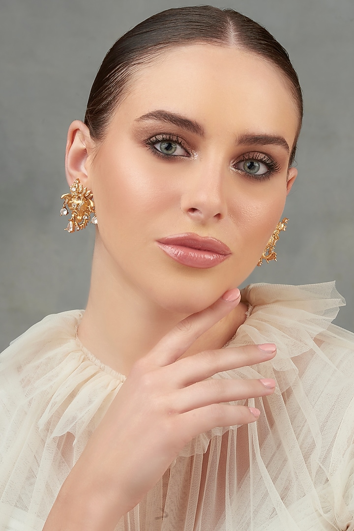 Gold Plated Swarovski Stud Earrings by Opalina at Pernia's Pop Up Shop