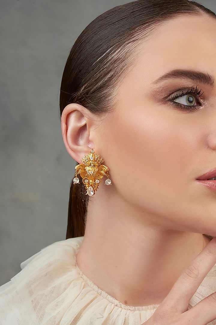 Gold Plated Swarovski Stud Earrings by Opalina at Pernia's Pop Up Shop