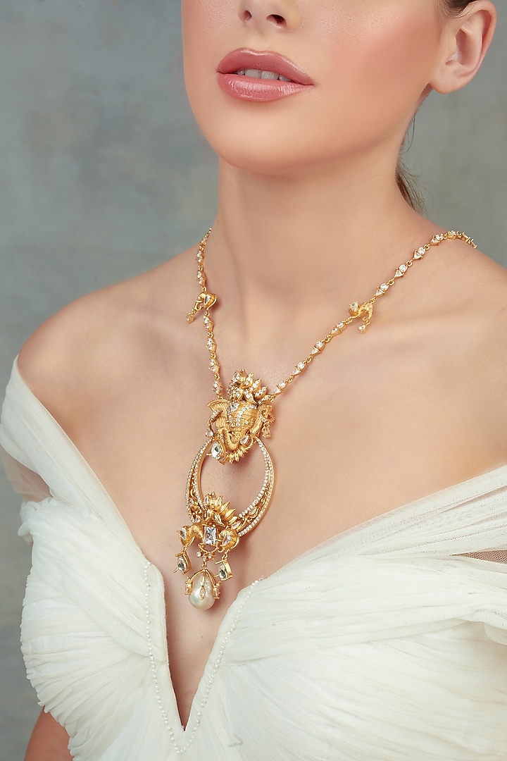 Gold Plated Motifs & Swarovski Necklace by Opalina at Pernia's Pop Up Shop