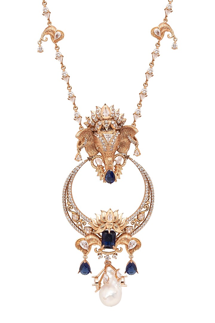 Gold Plated Swarovski & Motifs Necklace by Opalina at Pernia's Pop Up Shop