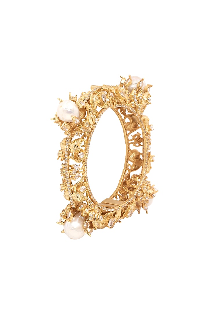Gold Plated Swarovski Bangles (Set Of 2) by Opalina at Pernia's Pop Up Shop