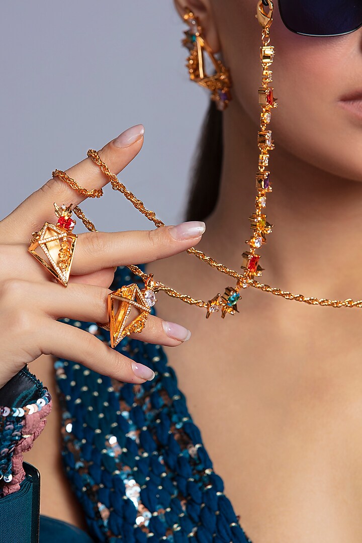 Gold Finish Crystal Ring by Opalina at Pernia's Pop Up Shop