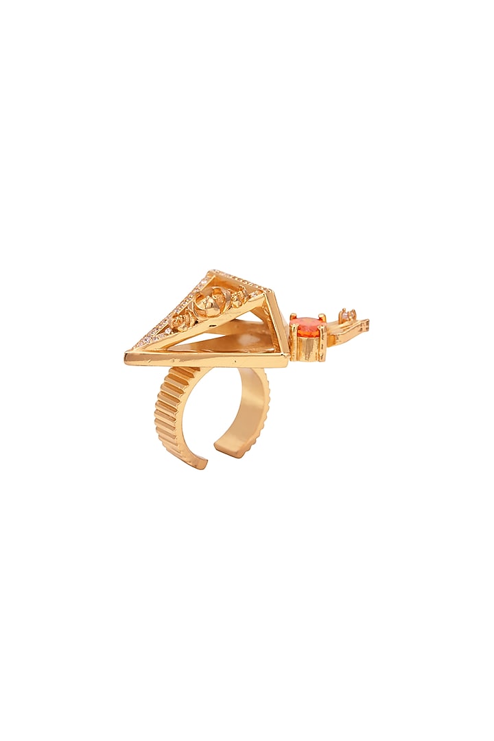 Gold Finish Crystal Ring by Opalina at Pernia's Pop Up Shop