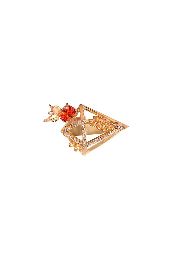 Gold Finish Crystal Ring by Opalina at Pernia's Pop Up Shop