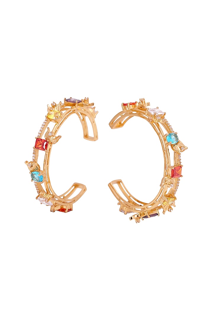 Gold Plated Crystal Bangles (Set of 2) by Opalina