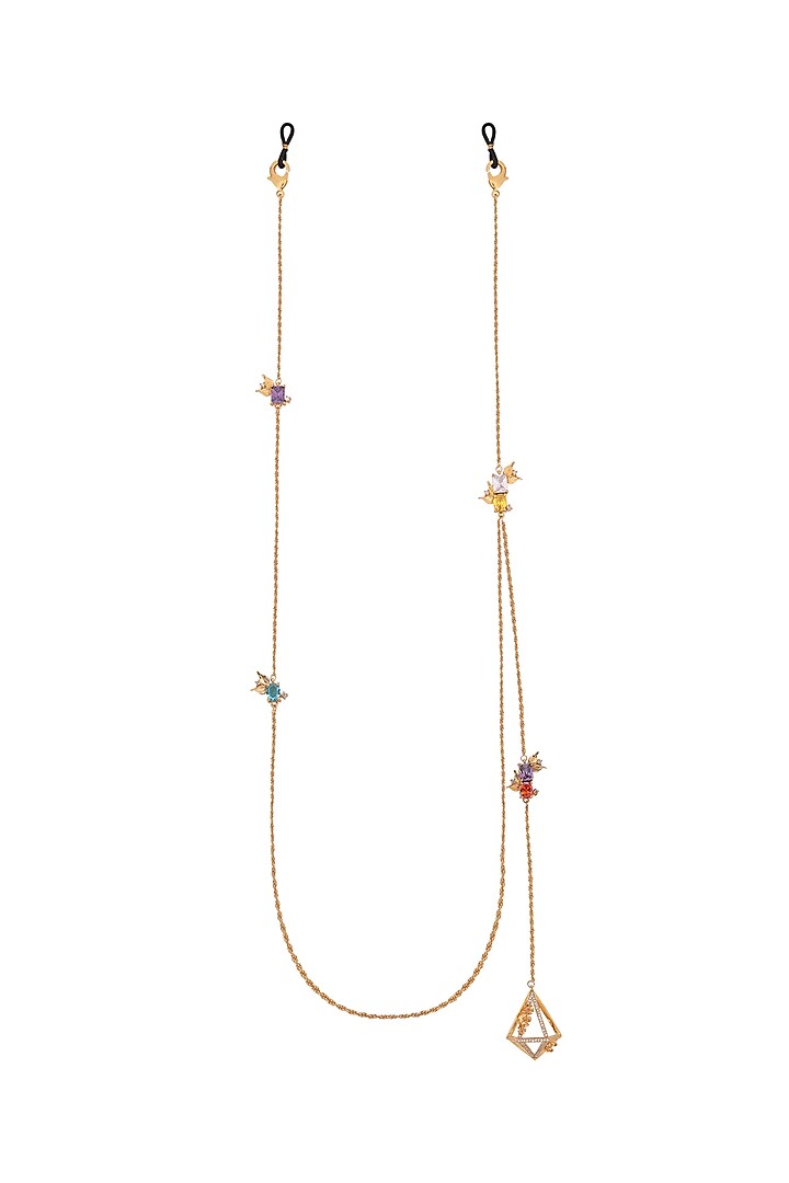 Gold Plated Crystal Baguettes Handcrafted Mask Chain by Opalina at Pernia's Pop Up Shop