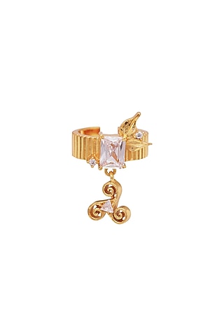 Gold Finish Zircon Crystal Ring by Opalina