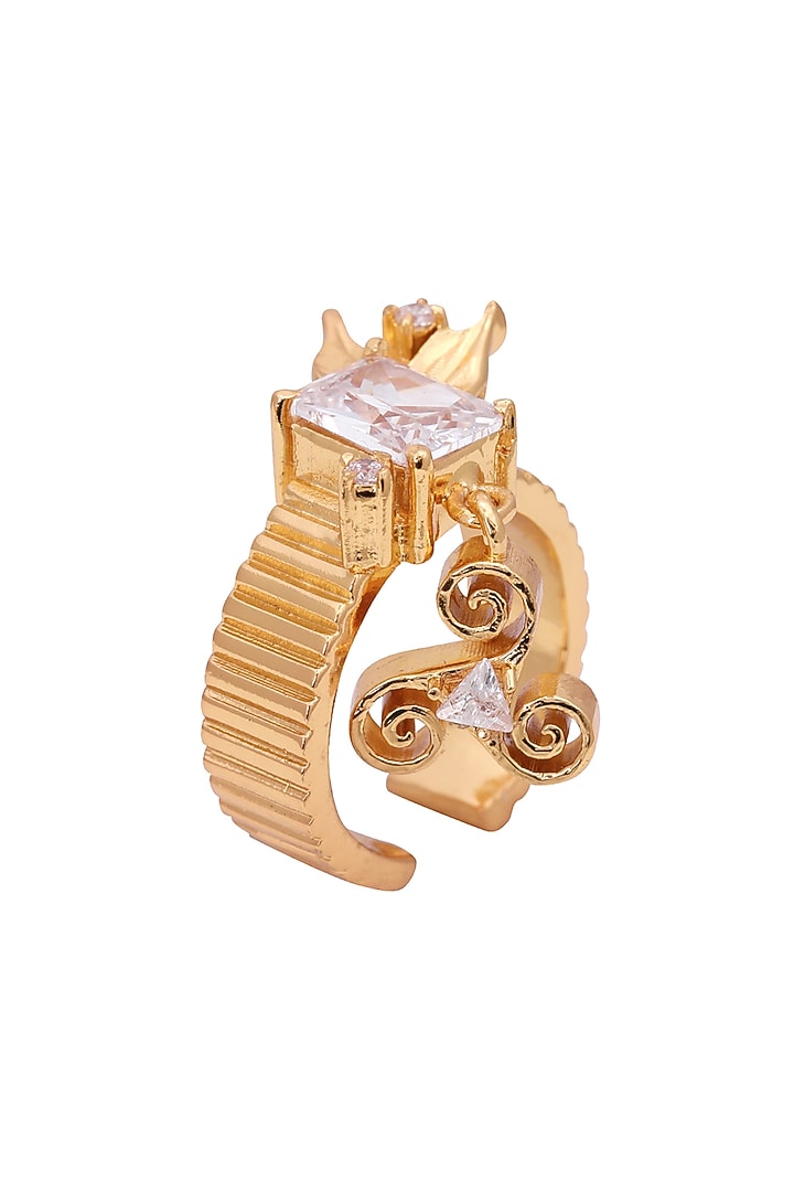 Gold Finish Zircon Crystal Ring by Opalina at Pernia's Pop Up Shop
