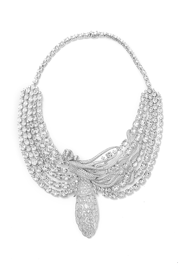 Silver Plated Swarovski Necklace In Sterling Silver by Opalina at Pernia's Pop Up Shop