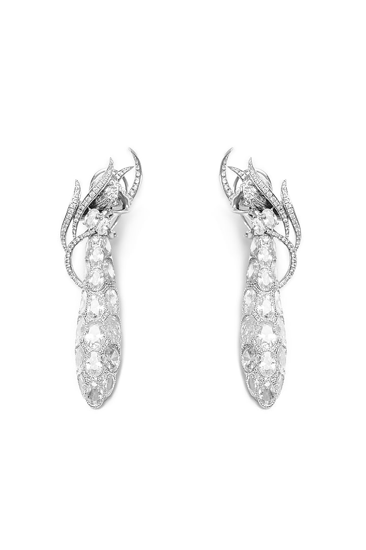 Silver Plated Swarovski Dangler Earrings In Sterling Silver by Opalina at Pernia's Pop Up Shop