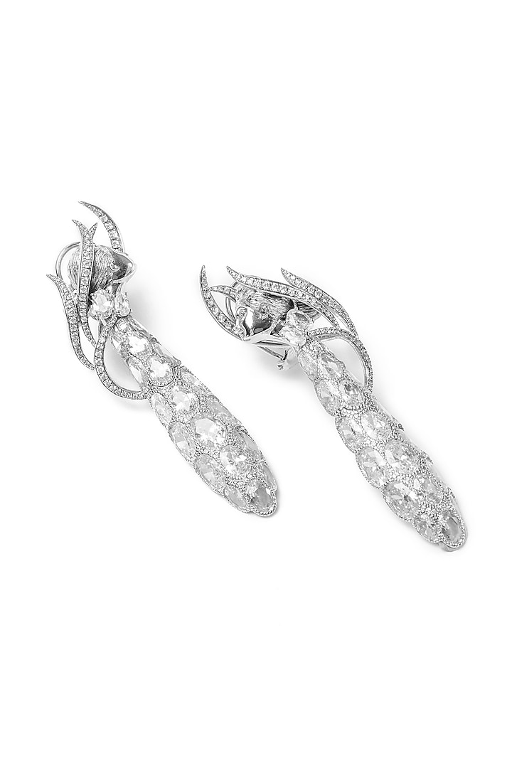 Silver Plated Swarovski Dangler Earrings In Sterling Silver by Opalina at Pernia's Pop Up Shop