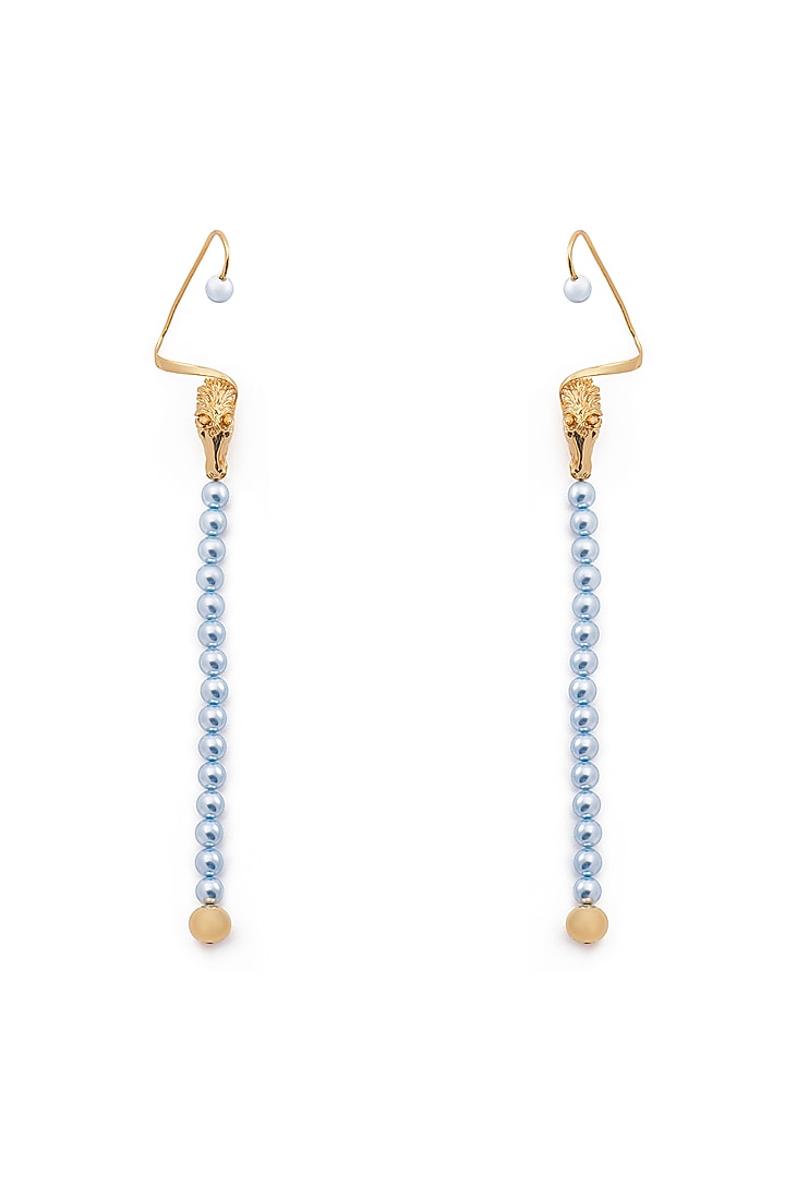 Gold Plated Blue Swarovski Pearl Horse Face Ear Cuff In Sterling Silver by Opalina at Pernia's Pop Up Shop