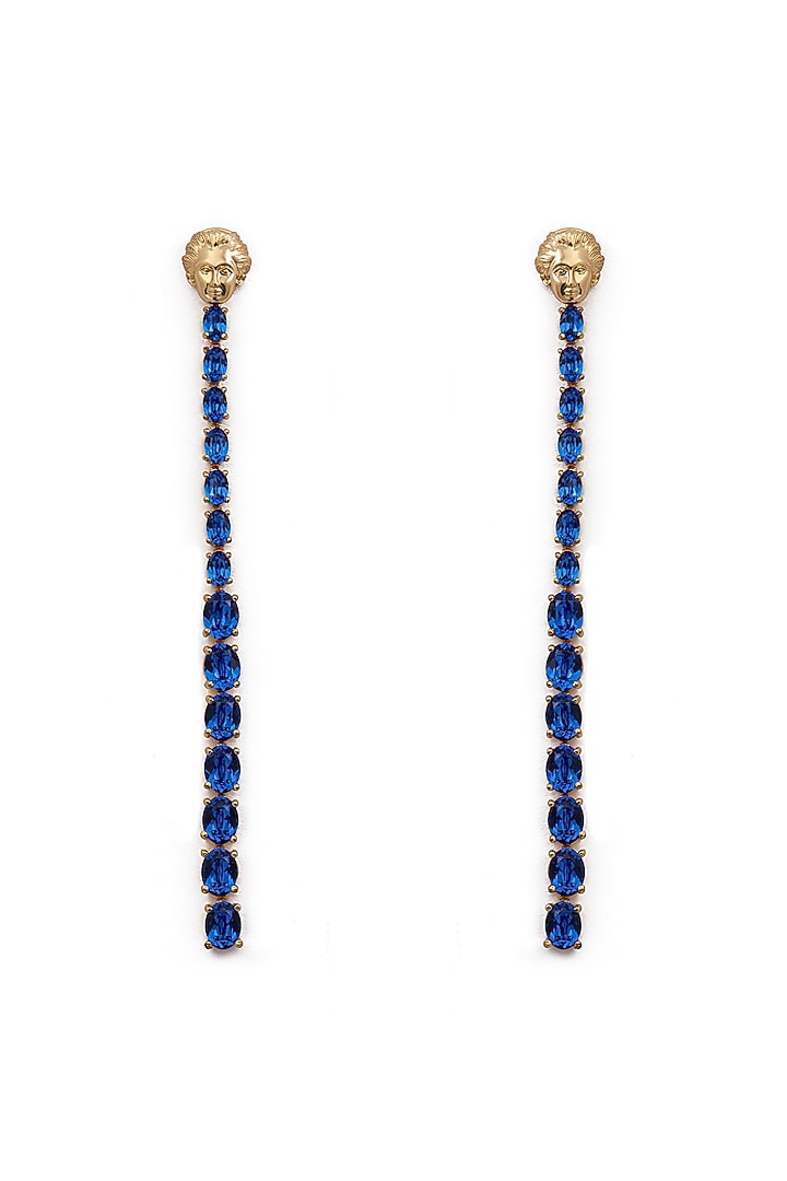 Gold Plated Blue Swarovski Stone Horse Face Ear Cuff In Sterling Silver by Opalina at Pernia's Pop Up Shop