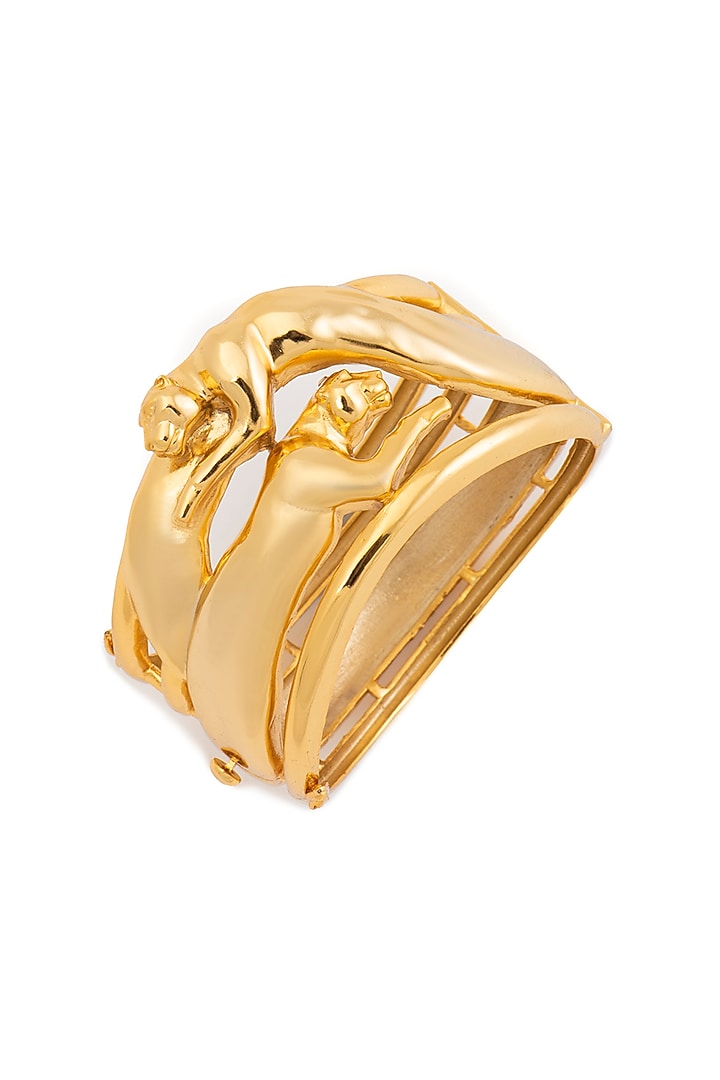 Gold Finish Jaguar Handcuff In Sterling Silver by Opalina at Pernia's Pop Up Shop