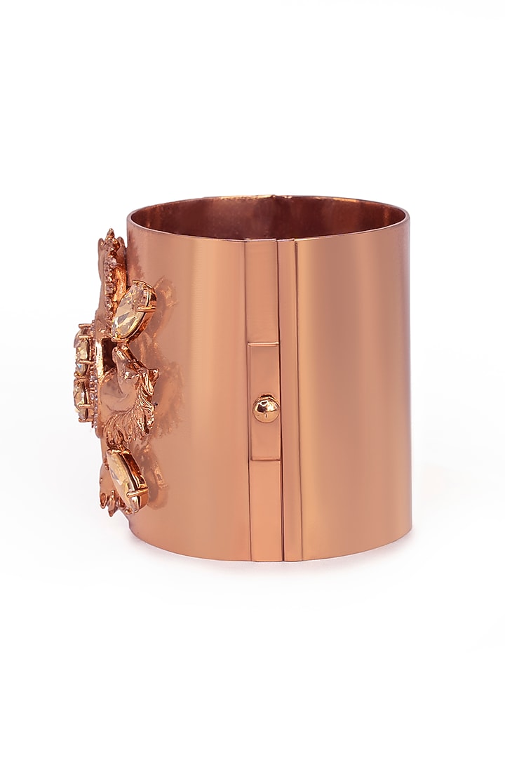 Rose Gold Finish Swarovski Crystal Horse Motif Handcuff In Sterling Silver by Opalina at Pernia's Pop Up Shop