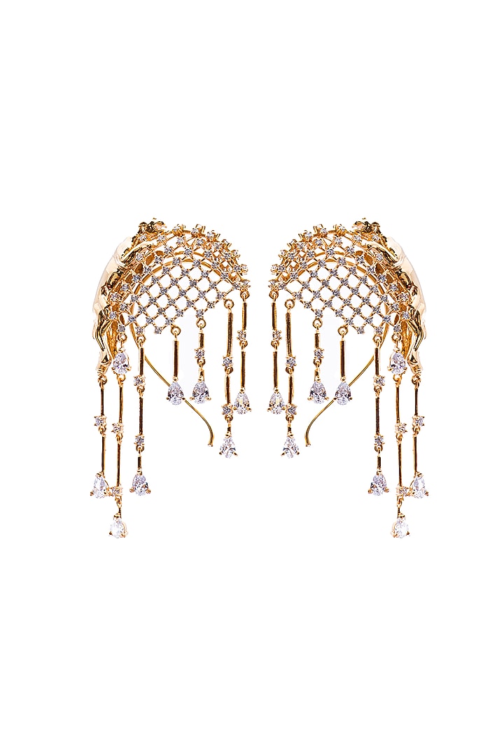 Gold Finish Swarovski Earcuffs In Sterling Silver by Opalina at Pernia's Pop Up Shop