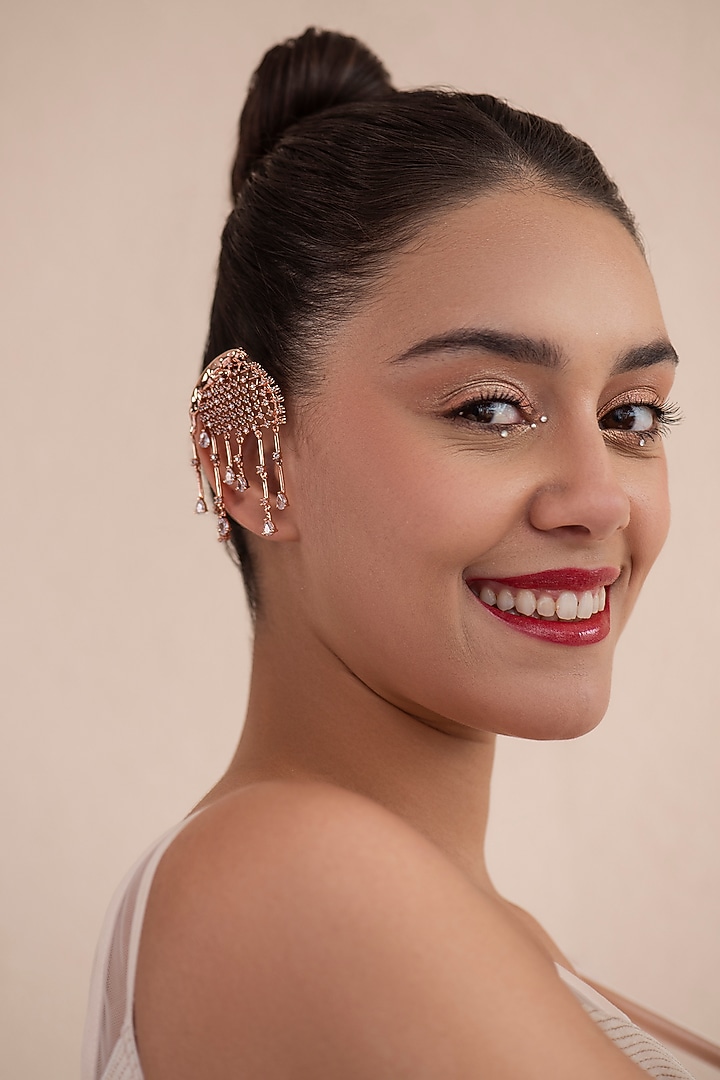 Rose Gold Finish Swarovski Earcuffs In Sterling Silver by Opalina at Pernia's Pop Up Shop